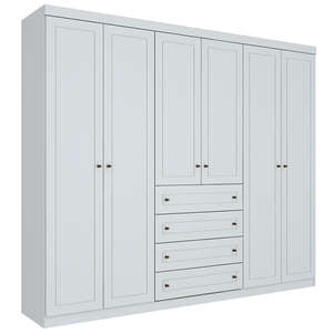 Guarda - Roupa / Roupeiro Henn Americano, 6 Portas, 4 Gavetas, Branco - D205-05