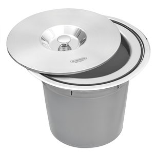 Lixeira de Embutir Tramontina Clean Round 8 Litros, em Aço Inox, com Tampa e Balde Plástico - 94518/000