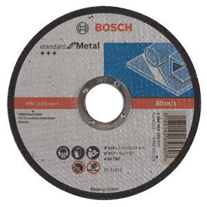 Disco de Corte Bosch Standard para Metal 4 1/2" x 115mm - 2608603163-000