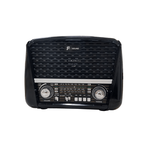 Rádio Portátil F-Sound Retrô, AM/FM/SW, USB, Cartão SD e Bluetooth - Preto