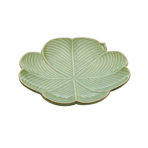 Prato Decorativo de Cerâmica Lyor Banana Leaf Verde 20cm x 20cm x 3cm - 4136