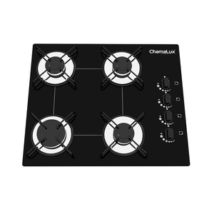 Cooktop a Gás Chamalux Ultra Chama 4 Bocas, Acendimento Inteligente, Mesa de Vidro Temperado Preto - 44