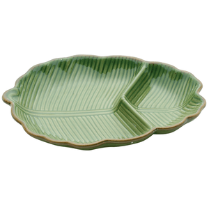 Prato Decorativo de Cerâmica Lyor Banana Leaf Verde 26,50cm x 20cm x 4cm - 4125