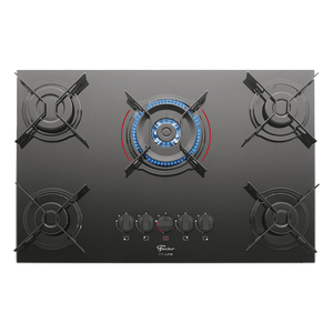 Cooktop a Gás Fischer Fit Line 5 Bocas, Acendimento Superautomático, Mesa de Vidro Preto, - 26300-57079 220V