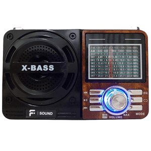 Rádio F-Sound 9 Faixas, FM/AM + 7SW, USB e Cartão SD - Marrom