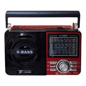 Rádio Portátil F-Sound 9 Faixas, FM/AM + 7SW, USB e Cartão SD - Vermelho