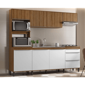 Cozinha Compacta Delmarco Paola, com Pés, PA8000P - Mel / Branco