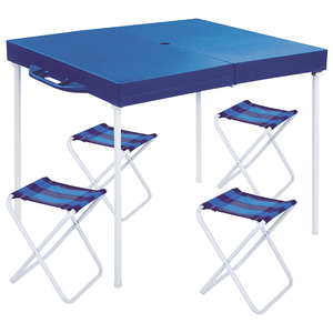 Mesa Dobrável Mor Prática 89x69cm Azul, com Banqueta - 3403