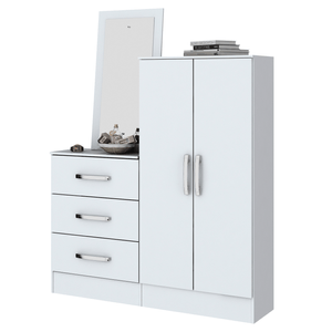 ​Cômoda Briz, 2 Portas, 3 Gavetas, Espelho, Branco - B700-10