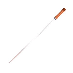 Espeto Simples Cromunfer Aço Inox, Cabo Madeira, para Coração, 90cm- 990