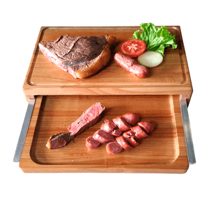 Tábua Retangular de Madeira para Cortar com Bandeja para Servir Madex Campeira 45cm x 28cm - 39