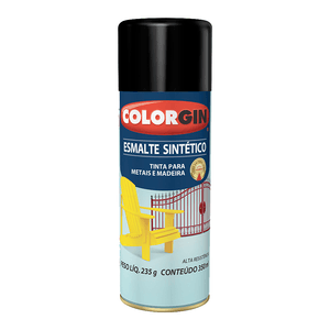 Tinta Spray Colorgin Esmalte Sintético Preto 350ml - 746