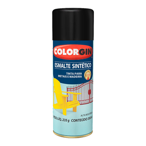 Tinta Spray Colorgin Esmalte Sintético Preto Fosco 350ml - 748