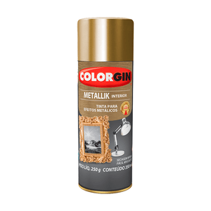 Tinta Spray Acabamento Metálico Colorgin Metallik Interior Ouro 350ml - 52