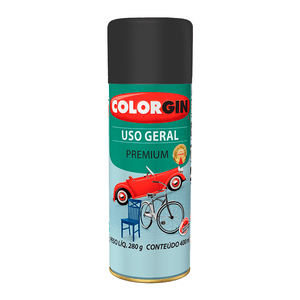 Tinta Spray Acabamento Fosco Colorgin Uso Geral Preto 400ml - 54001