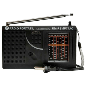 Rádio Portátil Motobras 7 Faixas, FM/OM + 5OC - RM -PSMP71AC Preto