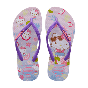 Chinelo Havaianas Kids Slim Hello Kitty Lilás Calmo 27/28