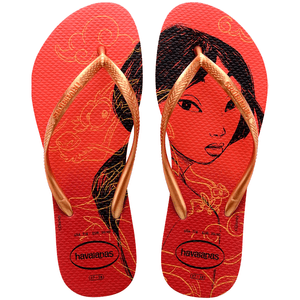 Chinelo Havaianas Slim Princesas Vermelho Apache 35/36