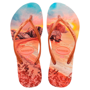 Chinelo Havaianas Slim Paisage Bege Palha / Laranja 39/40