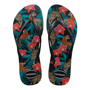 Chinelo Havaianas Slim Tropical Preto / Cinza 37/38