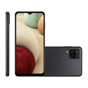 Smartphone Samsung Galaxy A12 64GB Preto com Tela de 6,5" e Câmera Quádrupla de 48MP