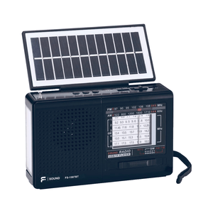 Rádio Portátil F-Sound Solar 8 Faixas, AM/FM + 6SW, USB e Bluetooth - FS1587BT Preto