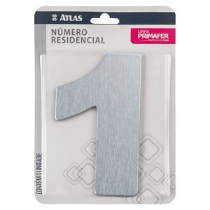 Número Residencial 1, Atlas, Acabamento Aço Escovado - PR3001