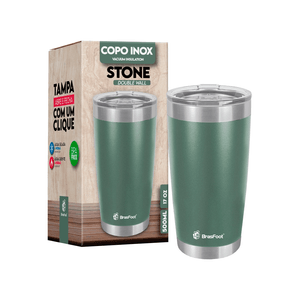 Copo Térmico Stone Brasfoot Verde Militar 500ml - 10682