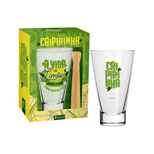 Conjunto para Caipirinha Brasfoot Long Se a Vida te Der Limões 2 Peças - 10290