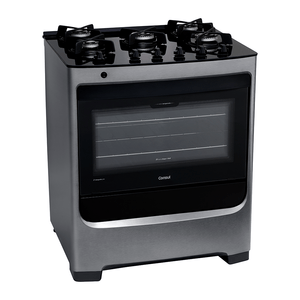 Fogão a Gás Consul 5 Bocas, de Piso, Acendimento Automático, Mesa de Vidro com Forno Limpa + Fácil, Inox - CFS5VAR