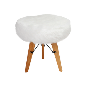 Puff Decorativo Avozzani com Pelo Sintético, cor Branco Cru - 1287