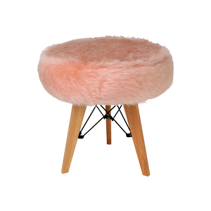 Puff Decorativo Avozzani com Pelo Sintético, cor Rosa Pó - 1287