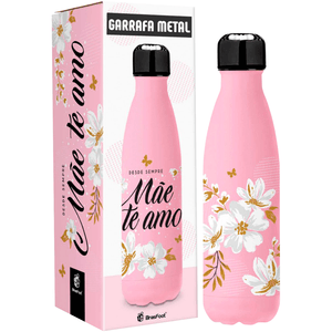 Garrafa Térmica Brasfoot Metal Neo Mãe 500ml Rosa - 1132