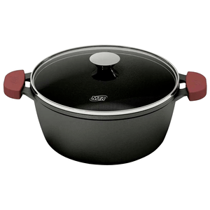 Caçarola de Ferro MTA 26cm, 5,1 Litros, com Tampa de Vidro e Alça de Silicone - 8374