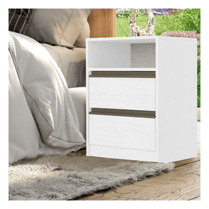 Mesa de Cabeceira THB Decore, 2 Gavetas, Branco Sensitive - 5534