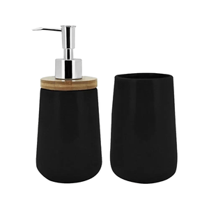 Conjunto para Banheiro Mimo 2 Peças, Bambu, Preto - 7461