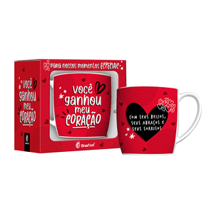 Caneca Urban Brasfoot Você Ganhou Meu Coração 360ml, Porcelana - 11465