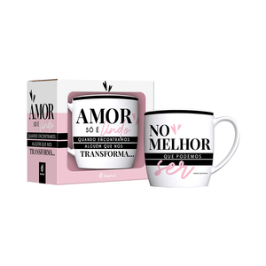 Caneca Urban Brasfoot Amor Que Nos Transforma 360ml, Porcelana - 11591