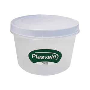 Pote Redondo Plástico Plasvale 600ml, com Tampa Rosca, Branco - 623