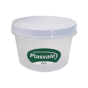 Pote Redondo Plástico Plasvale 400ml, com Tampa Rosca, Branco - 622