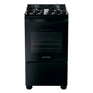 Fogão a Gás Brastemp Clean 4 Bocas, de Piso, Acendimento Automático, com Mesa de Vidro, Preto - BFO4VAE