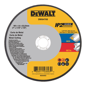 Disco de Corte Inox Dewalt HP2 7"X 1,6mm - DW84705