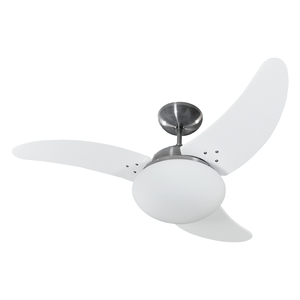 Ventilador Teto Tron 3 Pás 1 Luminária Solano Aço Escovado Branco - 220V