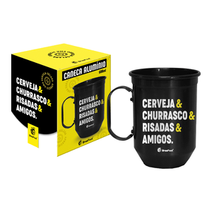 Caneca Brasfoot Cerveja e Churrasco 600ml, Alumínio - 12199