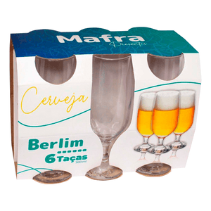 Conjunto de Taças para Cerveja Berlim Mafra 300ml, Vidro, 6 Peças - 9598