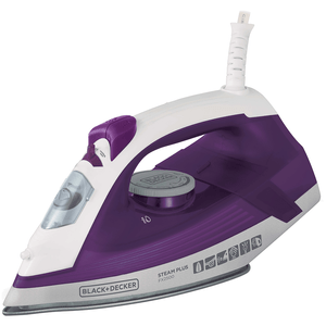 Ferro de Passar a Vapor Black & Decker Steam Plus, 1200W, Revestimento Ceramic Gliss, Branco com Roxo - FX2500-B2 220V