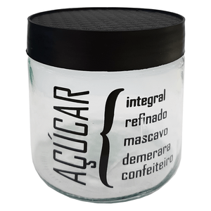 Pote para Açúcar Artvitrum 800ml Preto - 1040