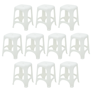 Conjunto com 10 Banquetas Plásticas Niterói Branca Tramontina - 92411/010