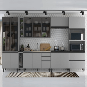 Cozinha Completa Modulada Henn Belize, 8 Peças, 3,615 Metros - Cinza