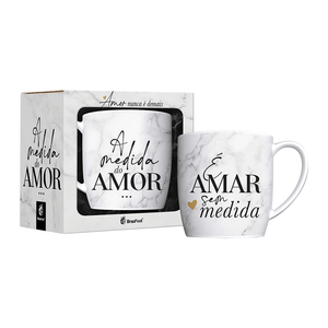 Caneca Urban Brasfoot Amor Sem Medida 300ml, Porcelana - 12342